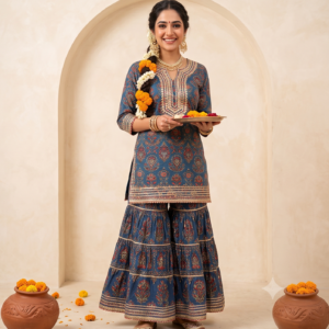 Collections Festive Handblock Sharara Set